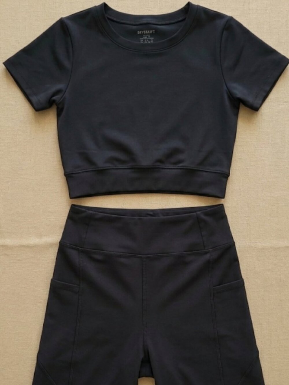 Black Athletic Crop Top and Bike Shorts Set